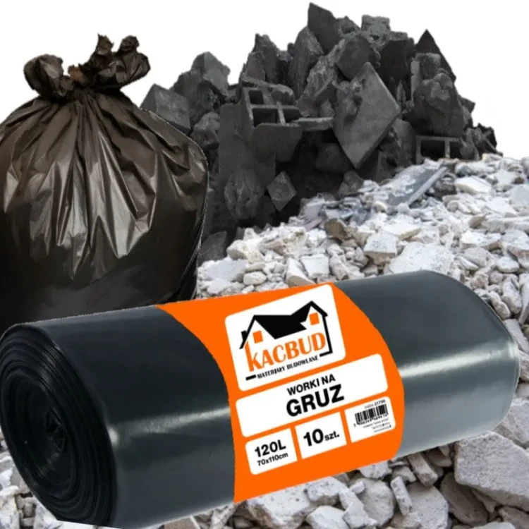 Kacbud Worki na gruz supermocne 120L – wytrzymałe worki budowlane na gruz i ciężkie odpady remontowe