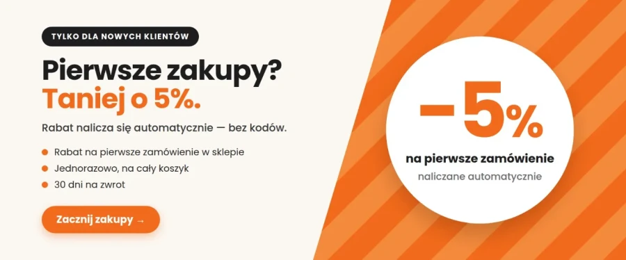 Rabat -5% na pierwsze zamówienie dla nowych klientów KACBUD, naliczany automatycznie